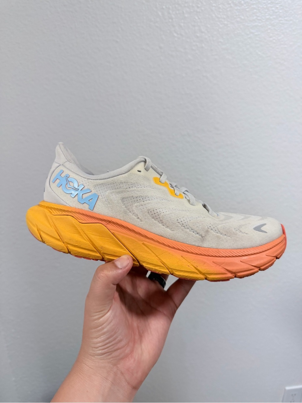 Hoka Men's Running Shoe in Cream, Orange & Yellow